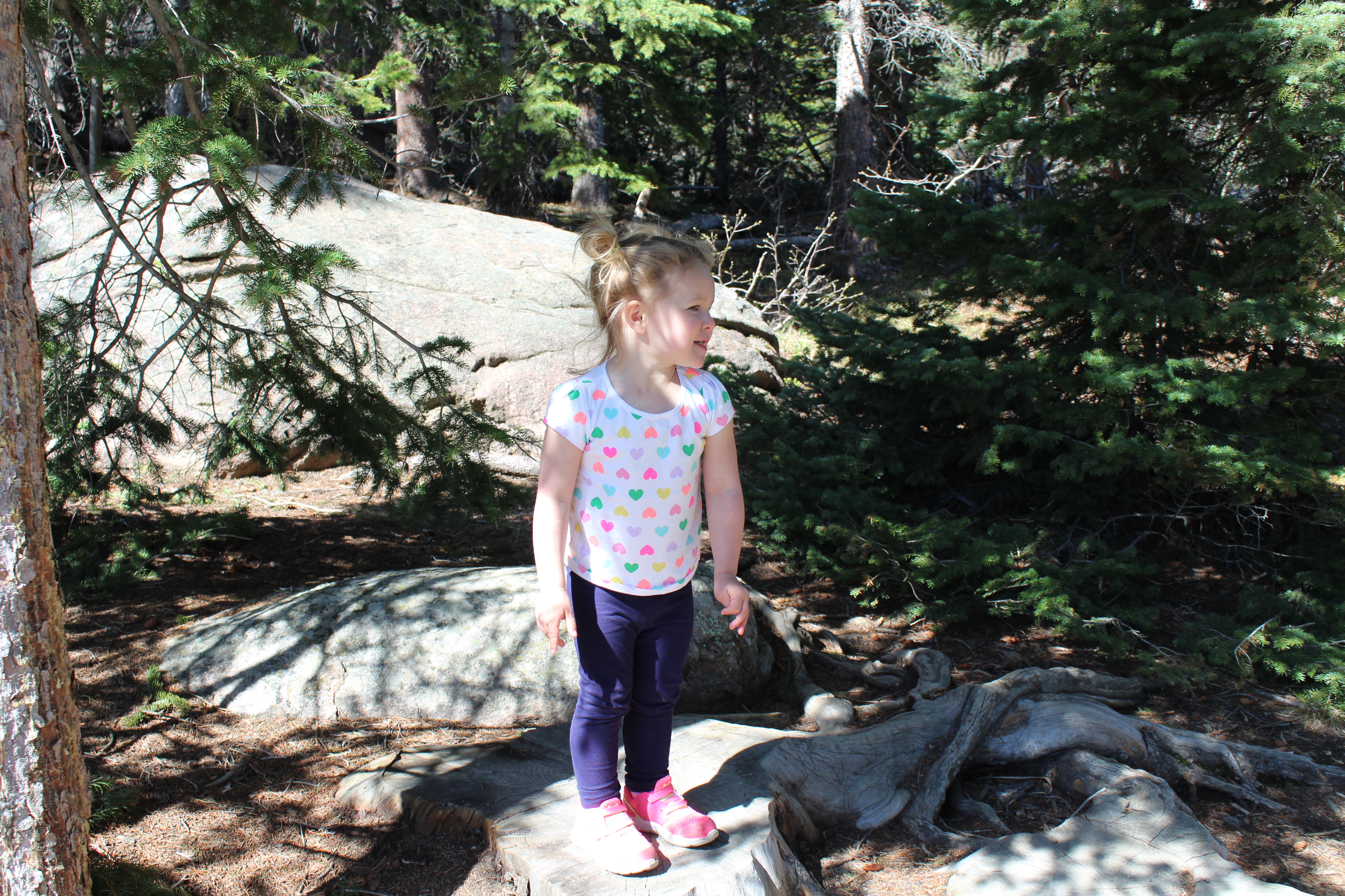 Toddler led hikes around Sprague Lake in RMNP