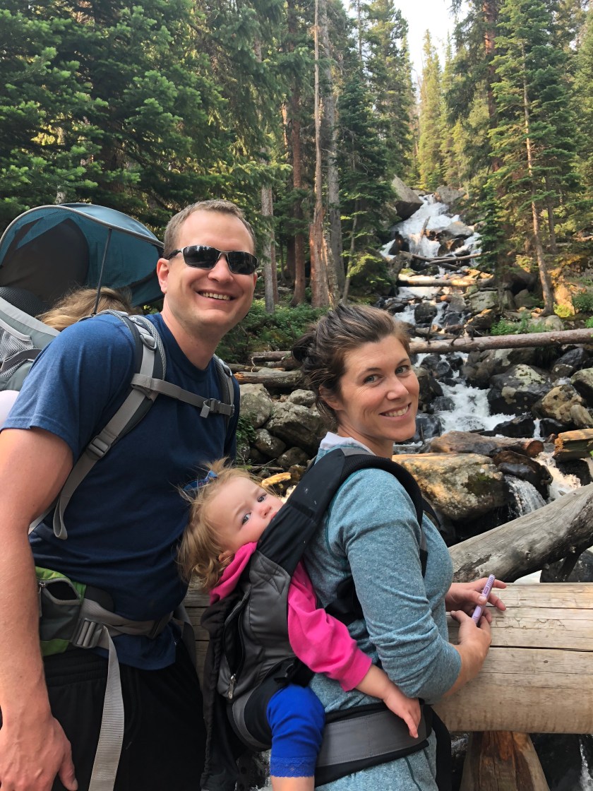family hike in rocky mountain national park