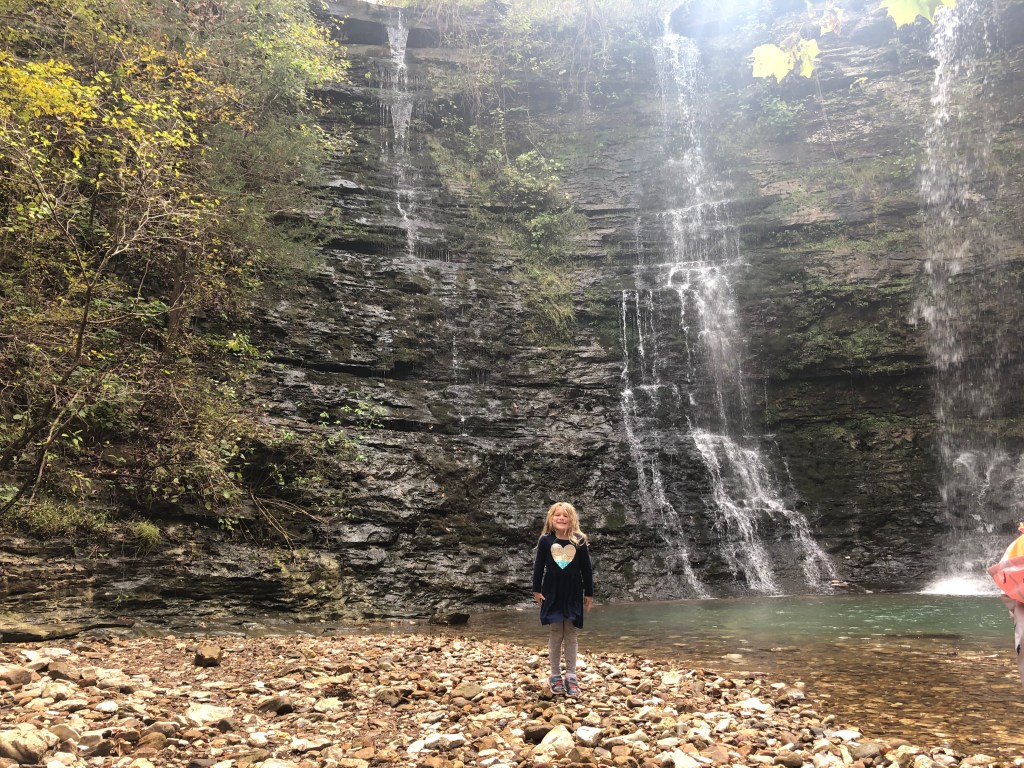 twin falls (also known as triple falls) near ponca and jasper, buffalo river area hike. waterfall hike. short and family friendly hike in arkansas.