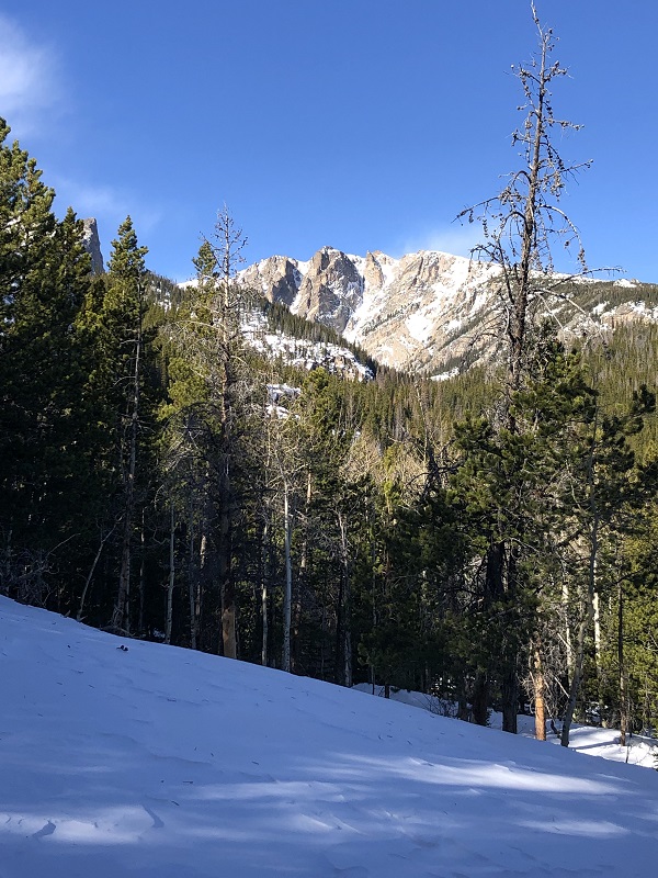 snow covered mountains in rocky mountain national park