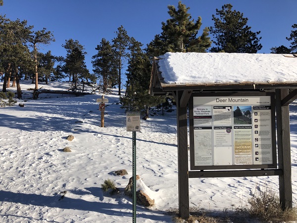 Deer Mountain trailhead in snow