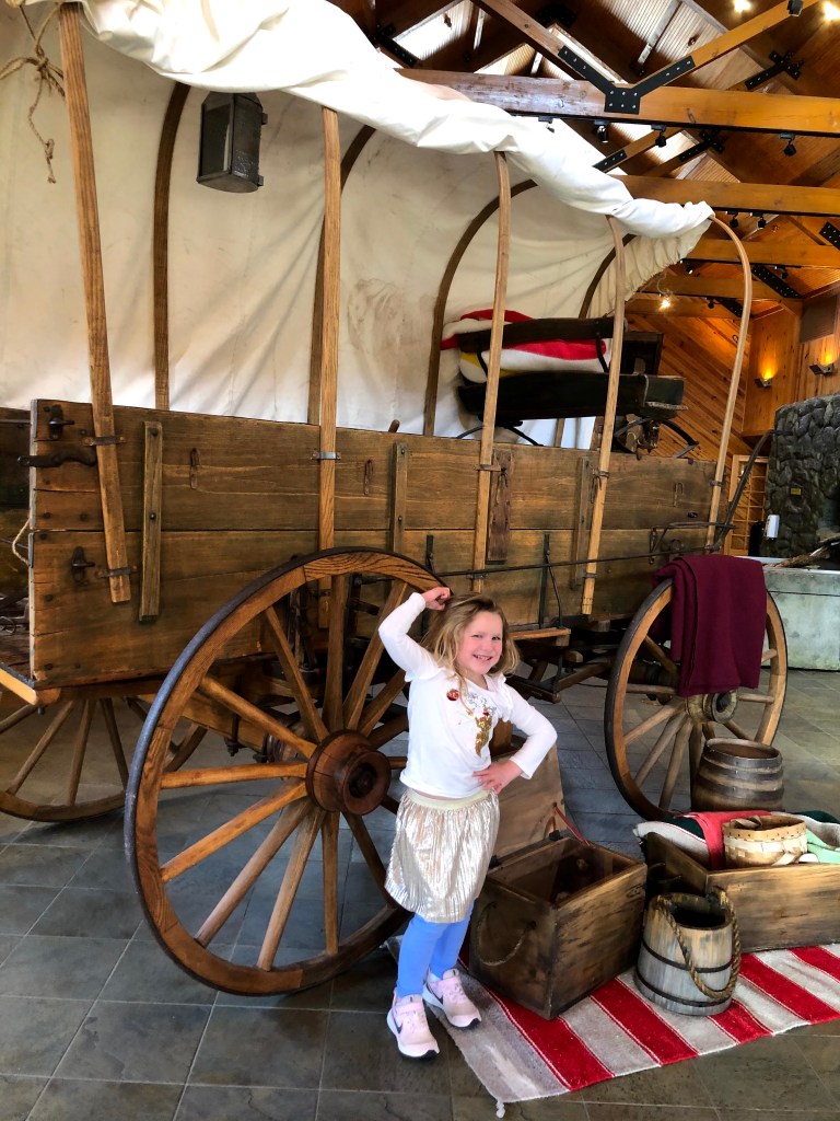 Covered wagon exhibit at Lake Fort Smith Visitor Center