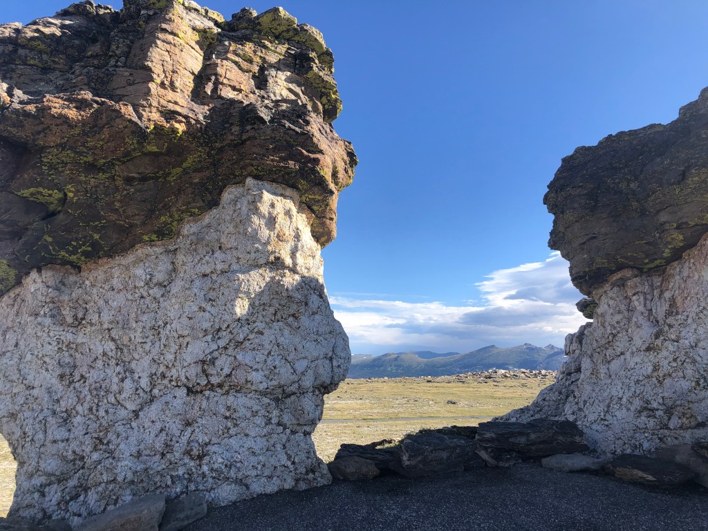 rock formations with mountain views on the alpine tundra in rocky mountain national park, colorado